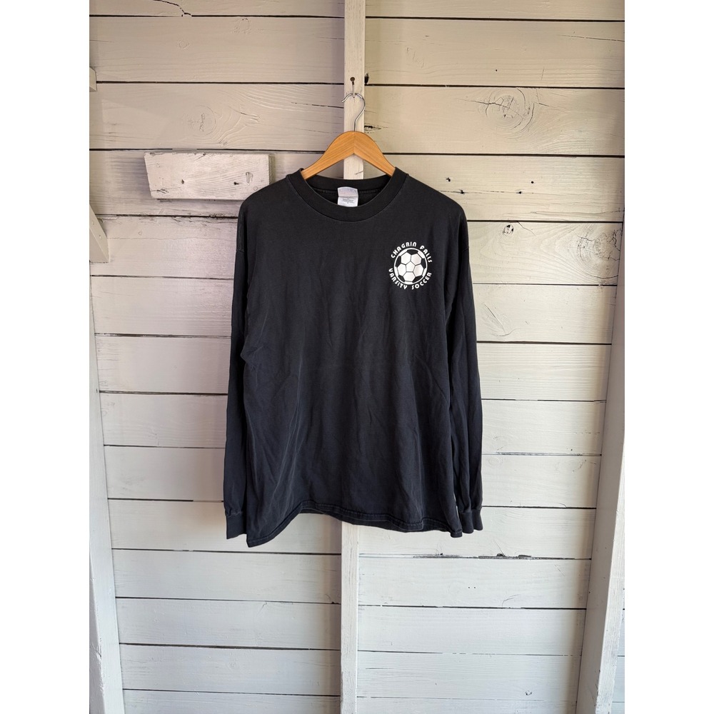 Vintage Hanes Beefy-T Long Sleeve Shirt Mens XL Black Chagrin Falls Soccer 11
